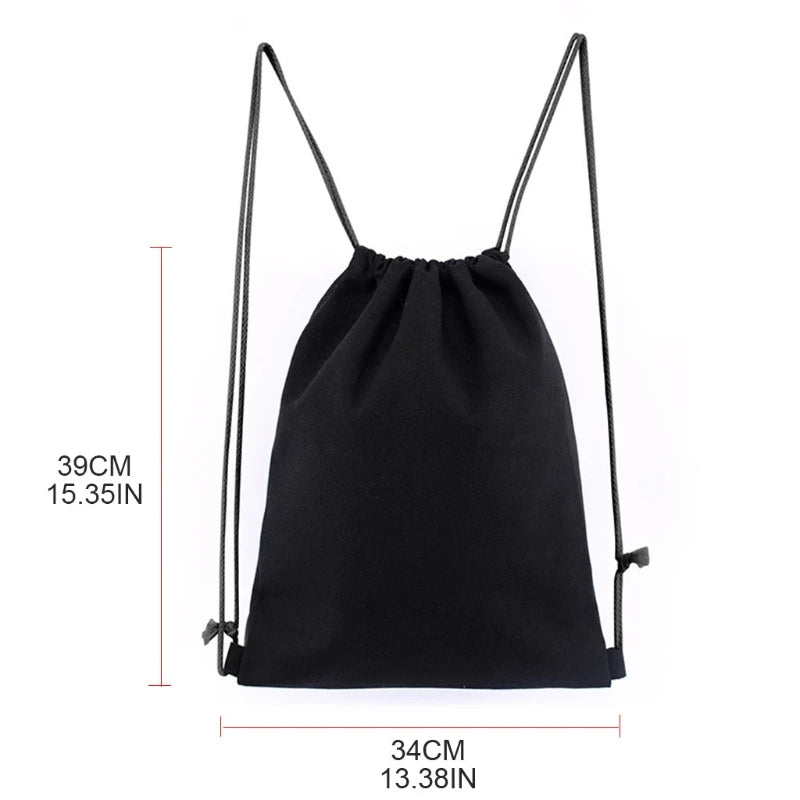 Cotton Drawstring Backpack Gym Sacks Canvas Cinch Sport Pack