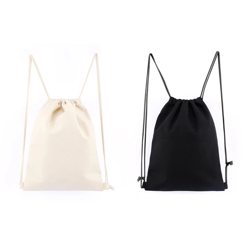 Cotton Drawstring Backpack Gym Sacks Canvas Cinch Sport Pack