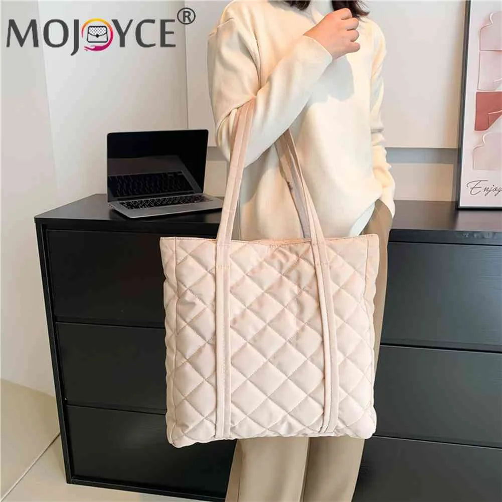 Cotton Padded Women Tote Bag Large Capacity Nylon Shoulder Handbags