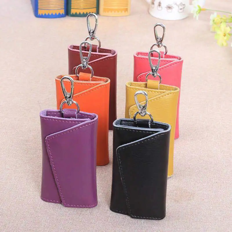 Cow Leather Key Wallet Zipper Holder