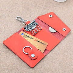 Cow Leather Key Wallet Zipper Holder