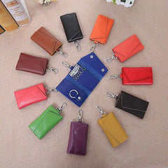 Cow Leather Key Wallet Zipper Holder