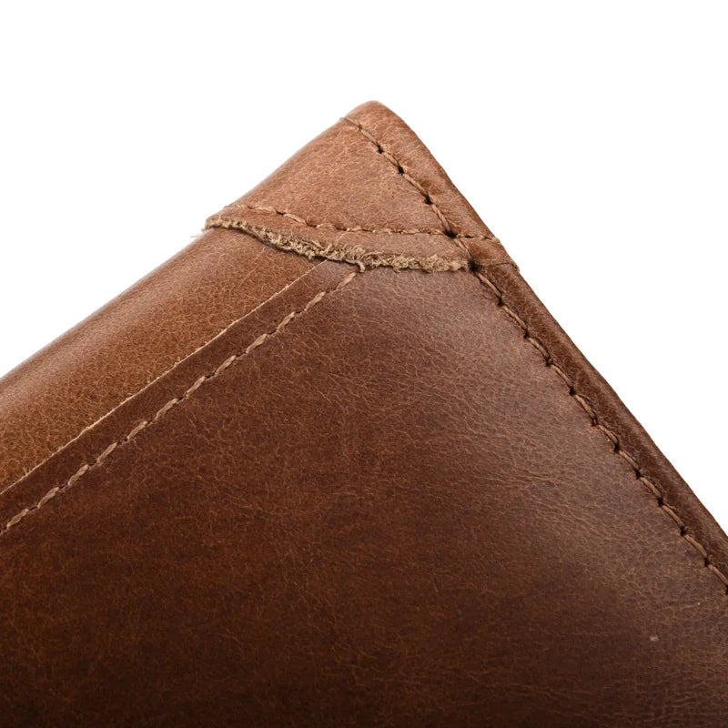 Cow Leather Wallet Men Long Vintage Wallet Multi-card Slot Purse Money Bag Brown