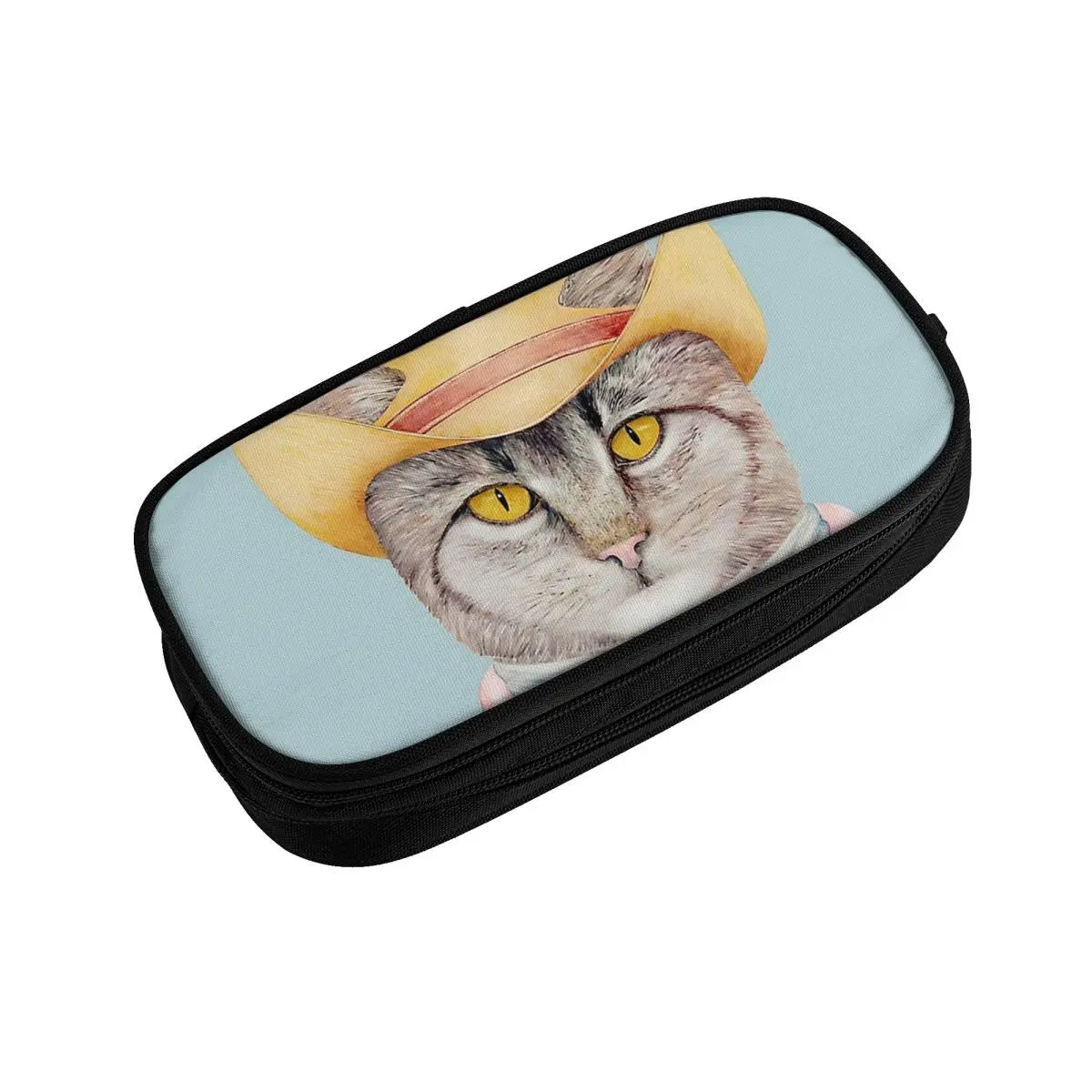 Cowboy Cat Pen Box Student School Anime Zipper Pen Bag Child Stationery Bag