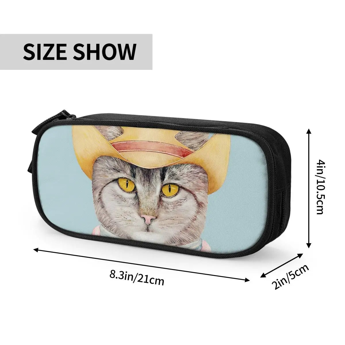 Cowboy Cat Pen Box Student School Anime Zipper Pen Bag Child Stationery Bag