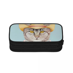 Cowboy Cat Pen Box Student School Anime Zipper Pen Bag Child Stationery Bag