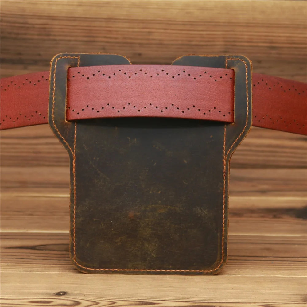 Cowhide Leather Belt Waist Bag for Women Men