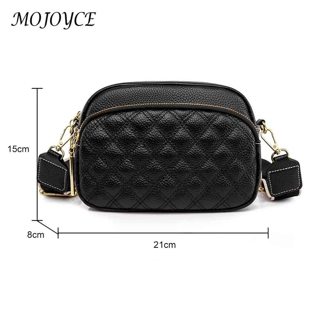 Cowhide Crossbody Bag Multi-layer Pocket Shoulder Satchel