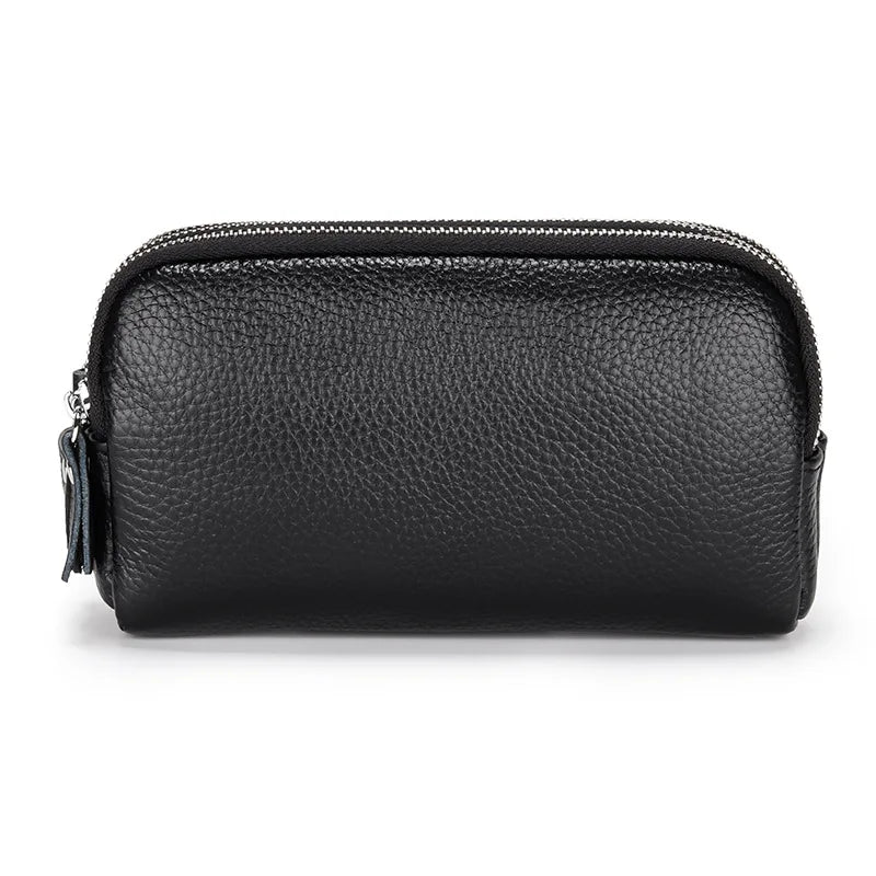 Cowhide Women's Handbag Three layer Zipper Wrist Bag Long Wallet