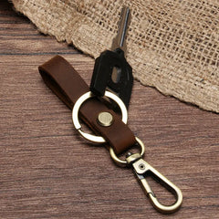 Crazy Horse Leather Keychain Key Holder Housekeeper