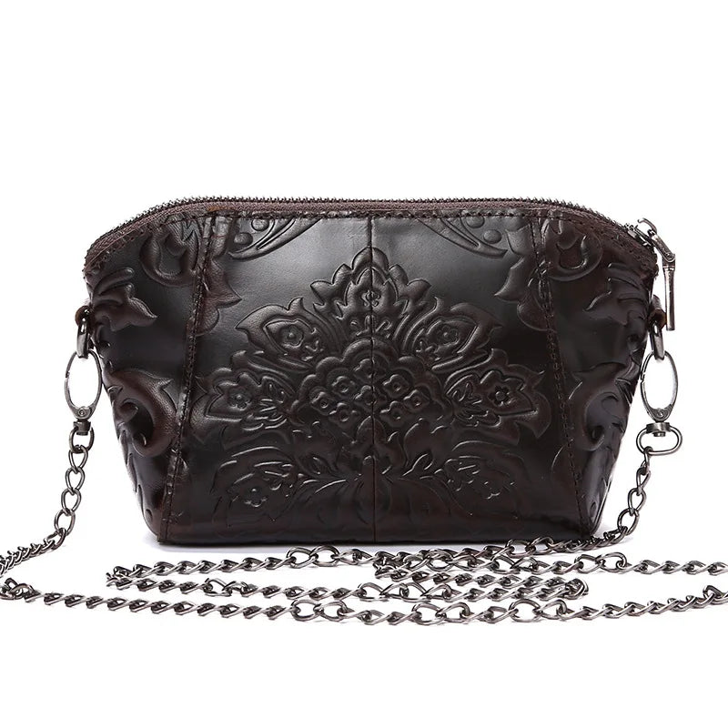 Vintage Embossed Flower Mini Crossbody Messenger Bag
