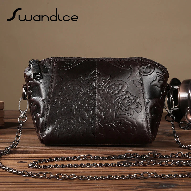 Vintage Embossed Flower Mini Crossbody Messenger Bag