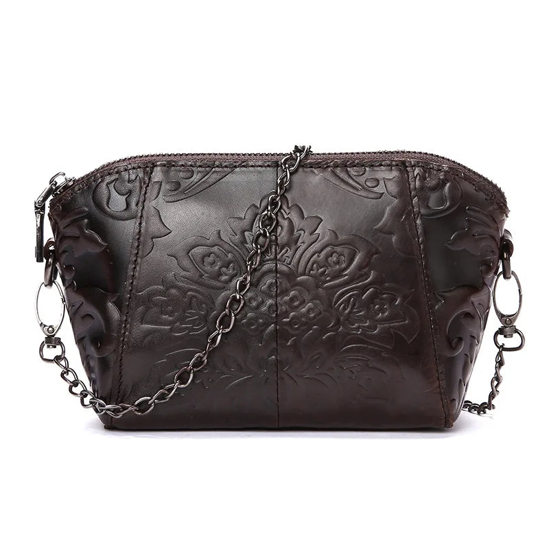 Vintage Embossed Flower Mini Crossbody Messenger Bag