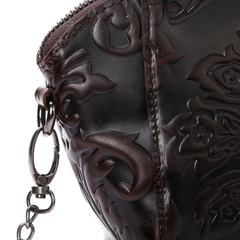 Vintage Embossed Flower Mini Crossbody Messenger Bag