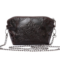 Vintage Embossed Flower Mini Crossbody Messenger Bag