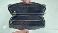 Crazy Horse Leather Men Wallet Vintage Clutch Brown Purse Money Bag