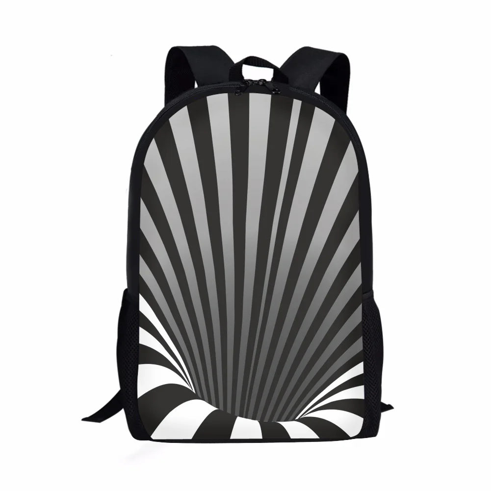 3D Line Pattern Printing School Backpack for Kids