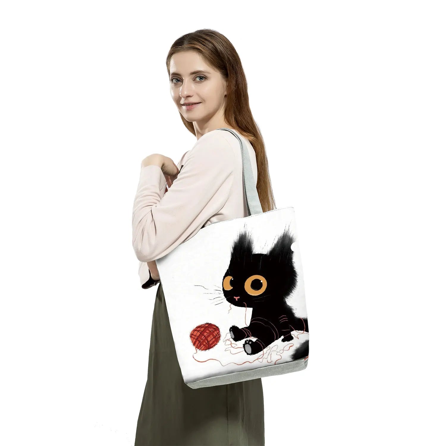 Cute Cat Handbags Print Tote Bags for Women