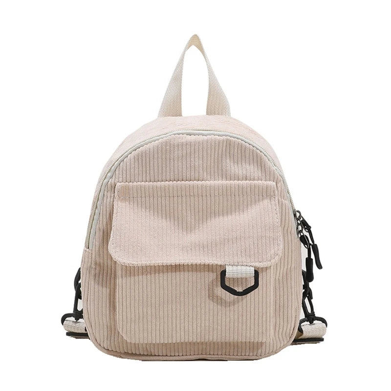 Corduroy Mini Backpack Rucksack for School or Travel