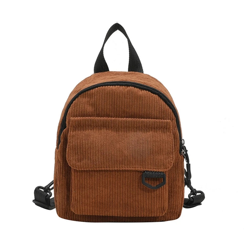 Corduroy Mini Backpack Rucksack for School or Travel
