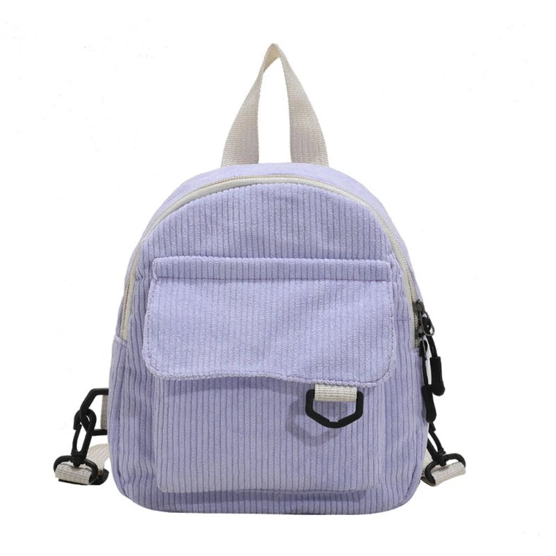 Corduroy Mini Backpack Rucksack for School or Travel
