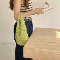 Pleated Stretch Shopping Bag Large Capacity Bubble Elastic Paddy Bag