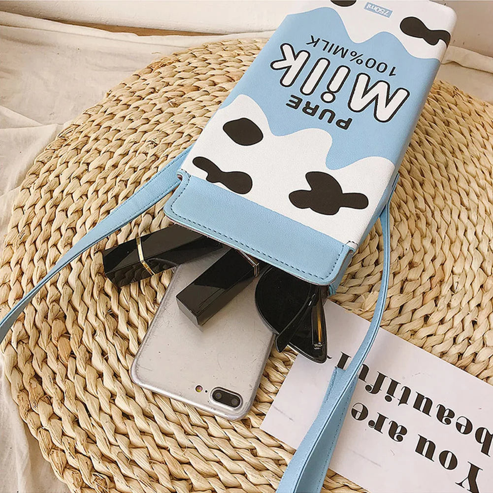 Cute Banana Milk Box Crossbody Purse Bag for Girls