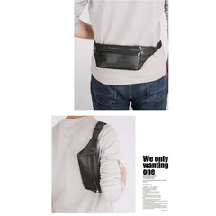 Men Leather Belt Pouch Fanny Pack Waist Clutch Bag