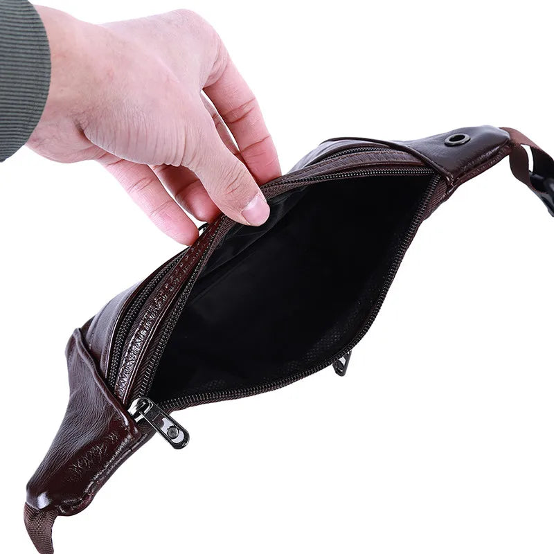 Men's Leather Belt Pouch Fanny Pack Waist Purse Clutch Bag
