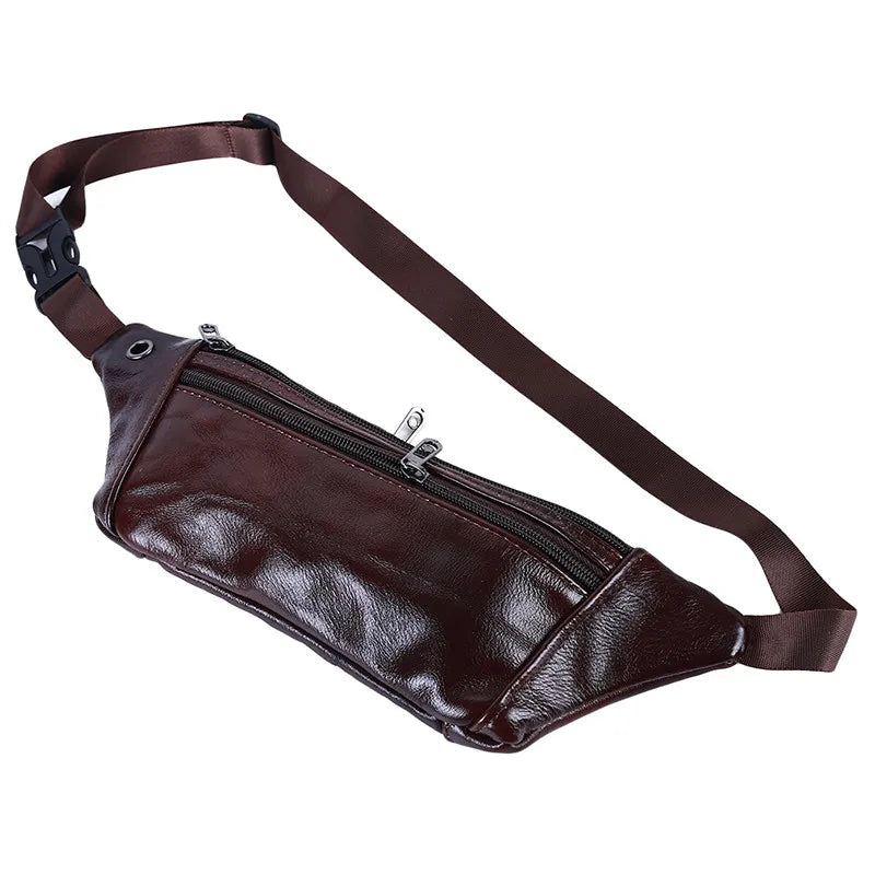 Men's Leather Belt Pouch Fanny Pack Waist Purse Clutch Bag
