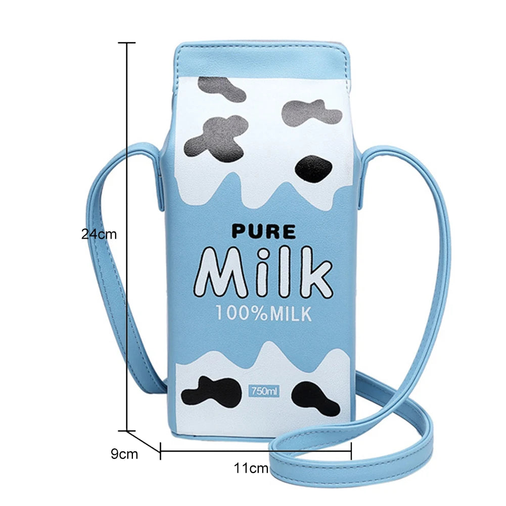 Cute Cartoon Banana Milk Box Crossbody Bag