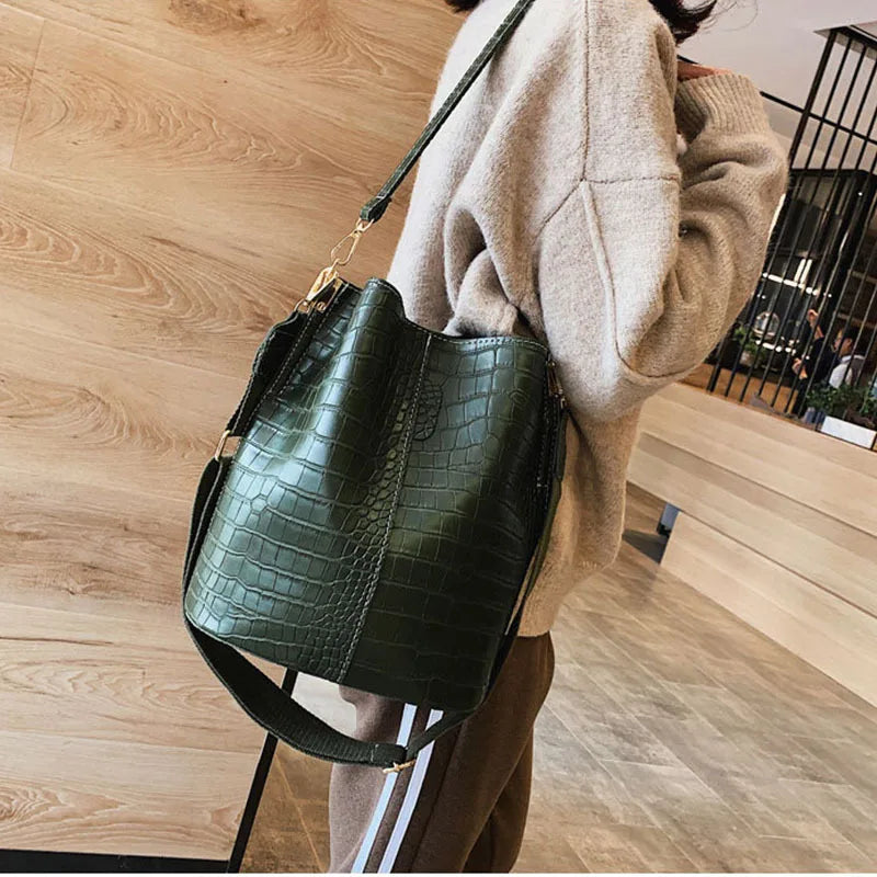 Crocodile Crossbody Bag For Women PU Leather Female Shoulder Bag