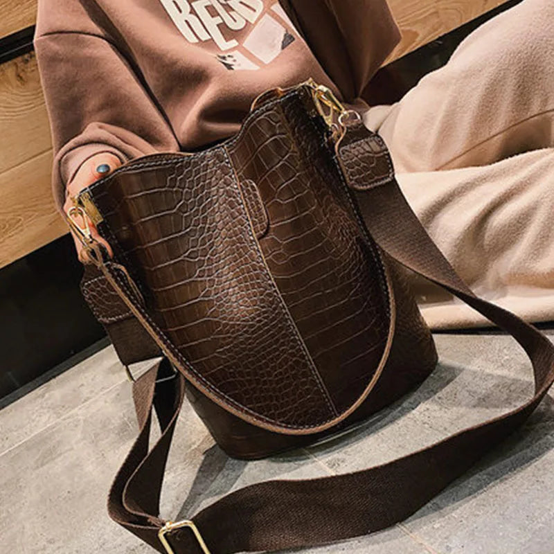 Crocodile Crossbody Bag For Women PU Leather Female Shoulder Bag