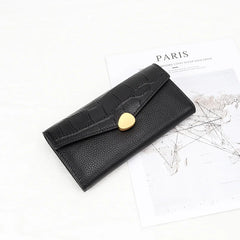 Crocodile Pattern Women's Long Wallet Cowhide Multi-card Slot Large Capacity