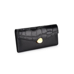 Crocodile Pattern Women's Long Wallet Cowhide Multi-card Slot Large Capacity