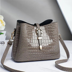 Crocodile Pattern Bucket Bag for Women Crossbody Bag Patent Leather