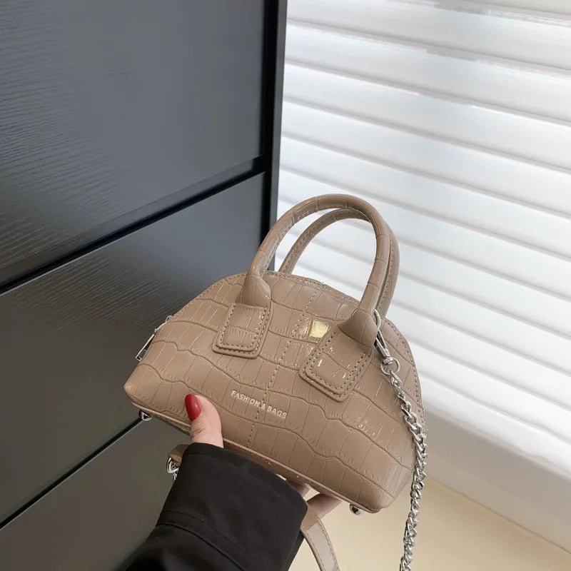 Crocodile Pattern Handbag Small Shell Bag Versatile Shoulder Crossbody Bag