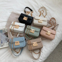 Crocodile Pattern Mini PU Leather Crossbody Bag Chain Shoulder Handbag