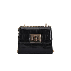 Crocodile Pattern Mini Square Crossbody Bag PU Leather Women's Bag