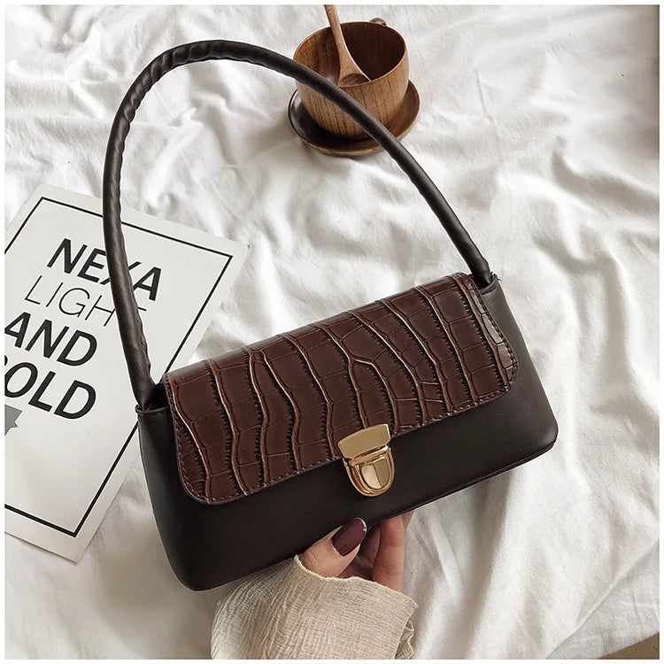 Crocodile Pattern PU Leather Handbags Female Shoulder Bag Ladies Armpit Bag