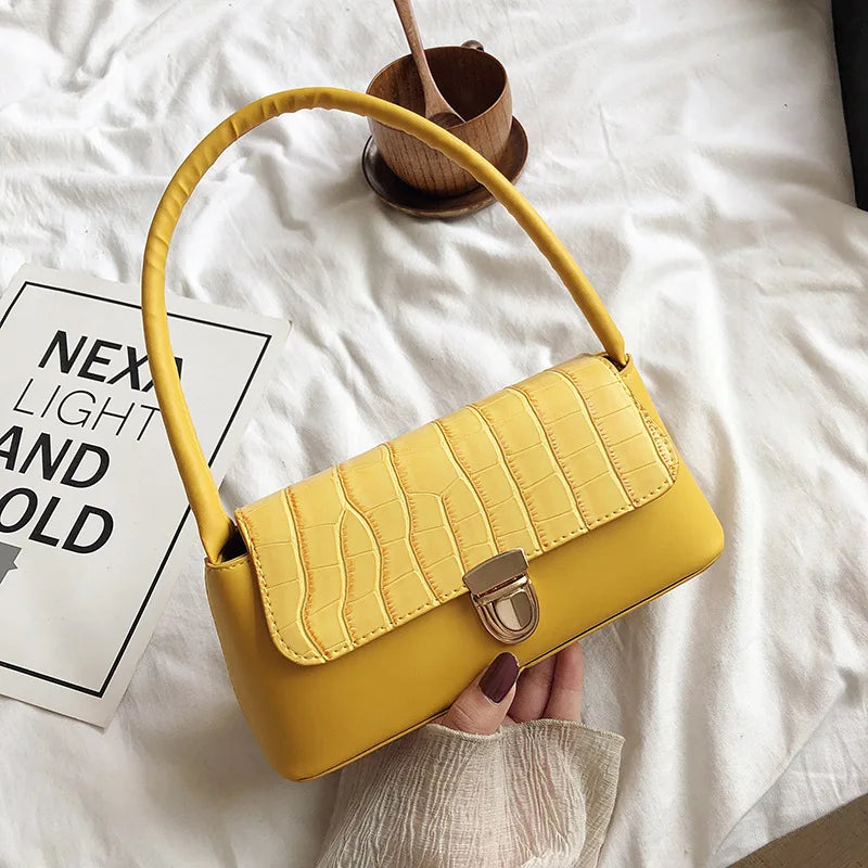 Crocodile Pattern PU Leather Handbags Female Shoulder Bag Ladies Armpit Bag