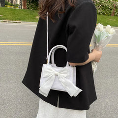 Crocodile Pattern Small Messenger Bag with Bow for Women