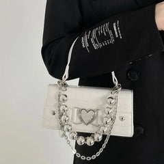 Crocodile Pattern Women Shoulder Bag Vintage Bead Chain