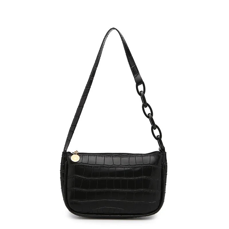 Vintage Crocodile Pattern Women Underarm Bag PU Leather Small Shoulder Bags