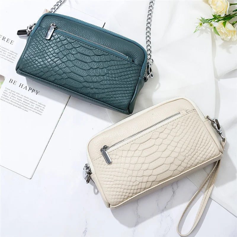 Crocodile Soft Leather Women Handbags Shoulder Bag Cell Phone Purse