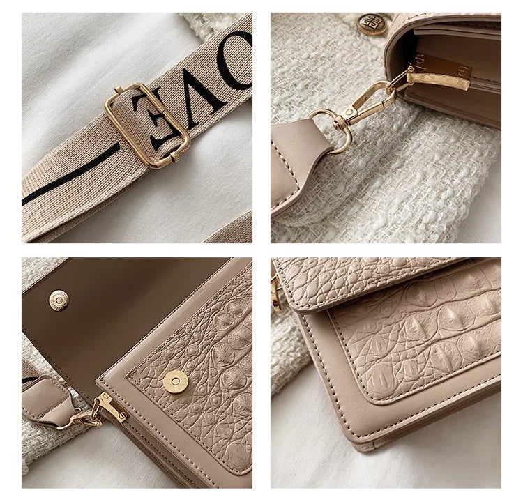 Crocodile Women Flap Bag PU Leather Shoulder Bag Small Crossbody Handbag