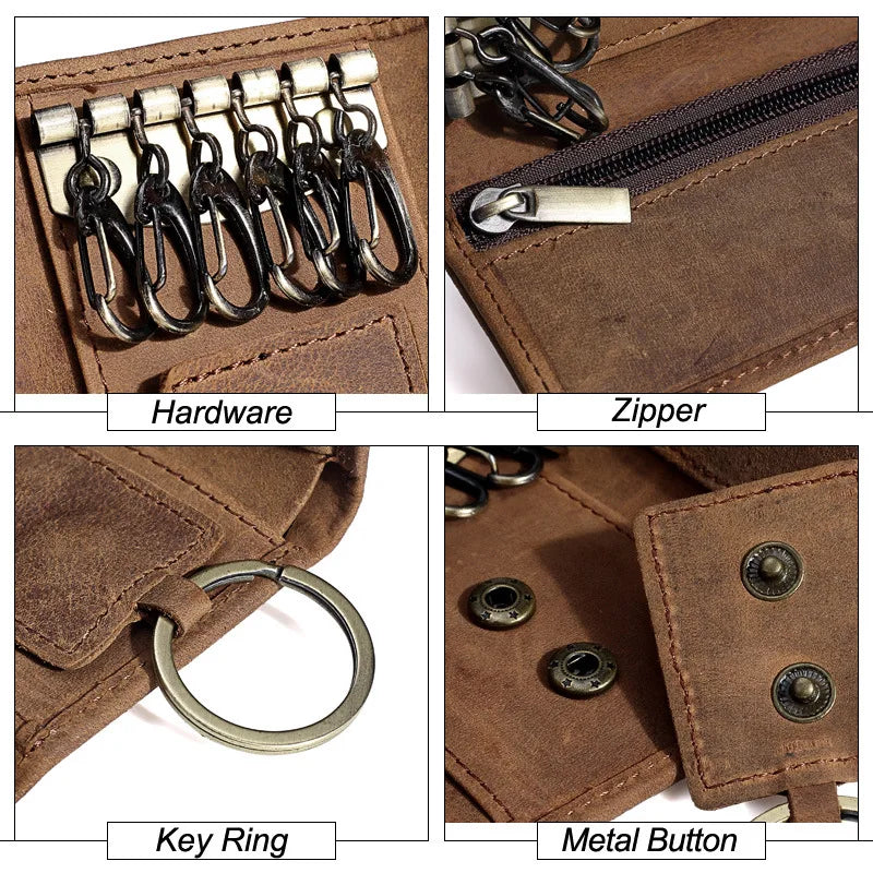 Full-Grain Leather Trifold Wallet & Key Bag