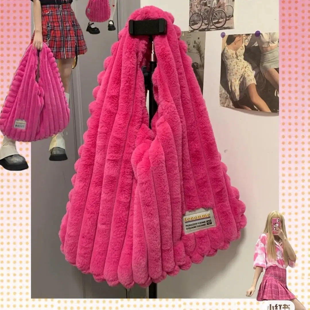 Faux Fur CrossBody Bag Warm Handbag For Women Winter Shoulder Bags