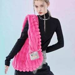 Faux Fur CrossBody Bag Warm Handbag For Women Winter Shoulder Bags