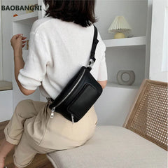 Small Crossbody Bag for Women Solid PU Leather Shoulder Handbag